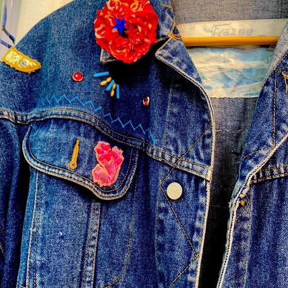Vintage Freego Oversized & Embellished Jean Jacket - Picture 3 of 9